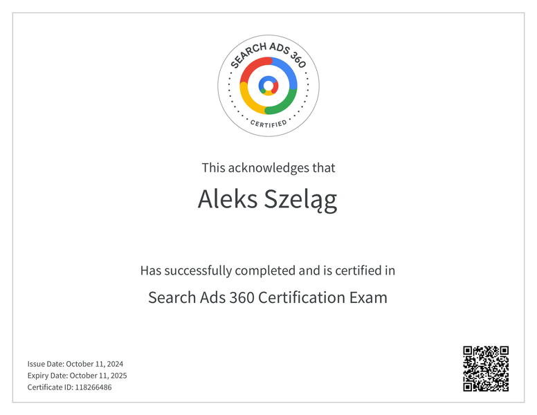 Search Ads 360 Certification Exam